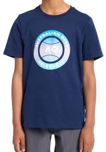 Футболка для мальчика теннисная Australian Open Round Logo - небесный