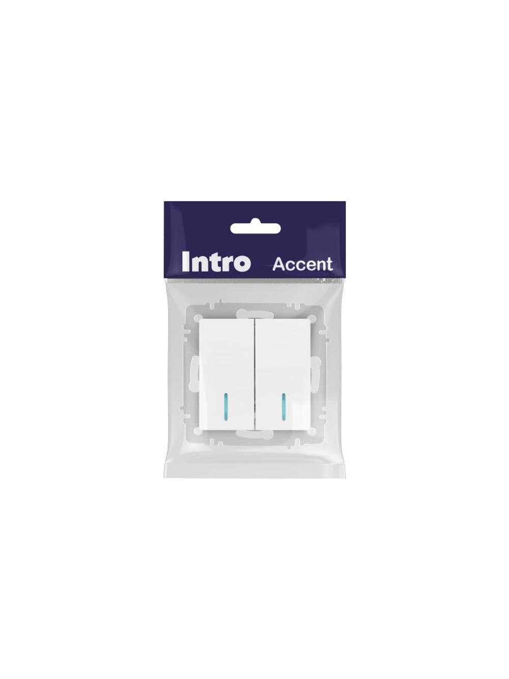 Выключатель 2-кл. СП Accent 6-105-01М 10А IP20 250В с подсветкой AL/CU бел. матов. Intro Б0063507
