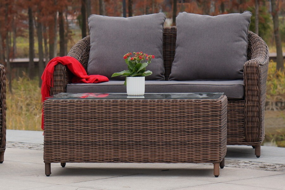 "Кон Панна" диван из искусственного ротанга двухместный, цвет коричневый