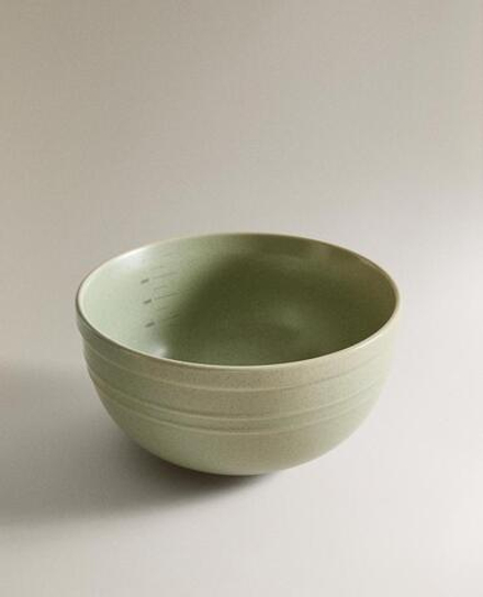 ZARA HOME КРУГЛАЯ КЕРАМИЧЕСКАЯ МИСКА ДЛЯ СМЕШИВАНИЯ, ЗЕЛЕНЫЙ