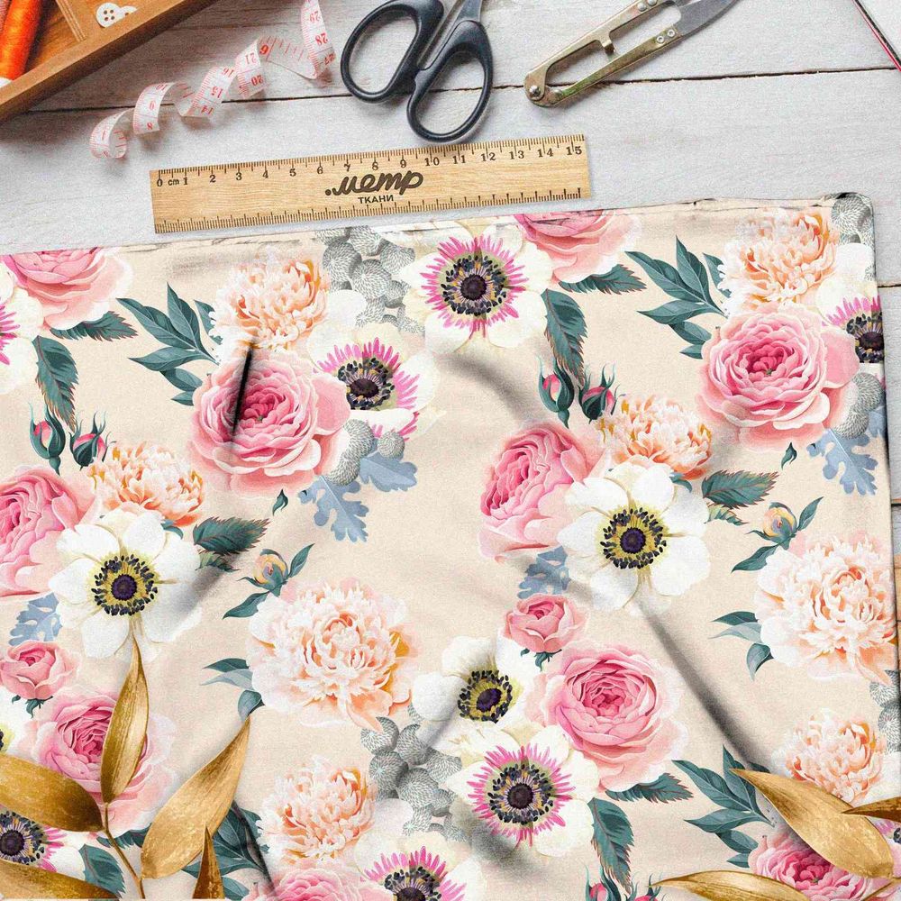 Ткань атлас цветочное благородство