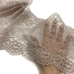 Кружево неэластичное серебристый пион темный 21 см