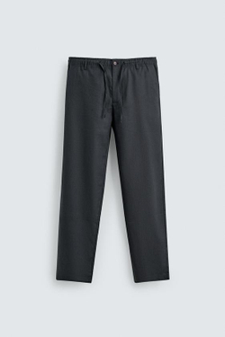 ZARA БРЮКИ RELAXED FIT ИЗ ХЛОПКА И ЛЬНА, МОРСКОЙ СИНИЙ