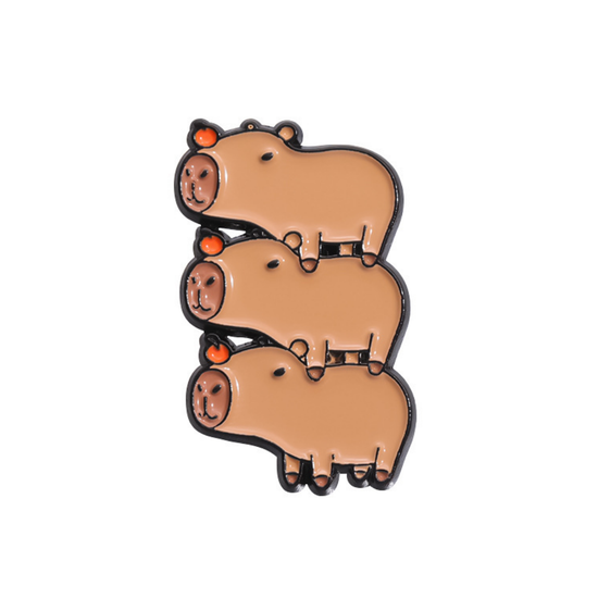 Значок металлический Капибары с апельсинами, р-р 3,1х2,3см