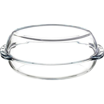 Форма для выпечки стекло, 19.5х35х7 см, 2.25 л, овал, с крыш, Borcam, 59022