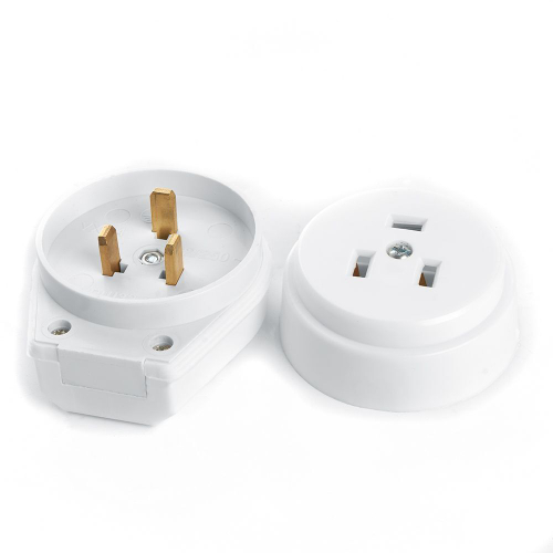 Вилка с розеткой для плит с/з STEKKER, PPG32-52-20, разборные, открытой установки, 250В, 32А, белый 39469