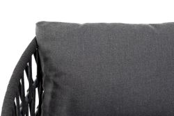 "Диего" диван 2-местный плетеный из роупа, каркас алюминий темно-серый (RAL7024) муар, роуп темно-серый круглый, ткань темно-серая 027