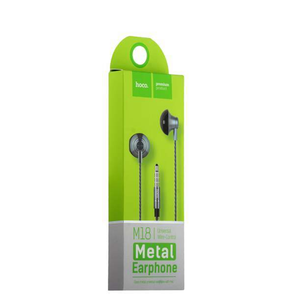 Наушники Hoco M18 Gesi Metallic Universal Earphone with mic (1.2 м) с микрофоном Graphite Графитовые