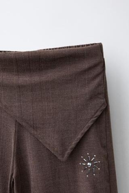 ZARA БРЮКИ WIDE LEG С ПУГОВИЦАМИ, КОРИЧНЕВЫЙ