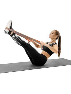 Резинка-эспандер с захватами для растяжки всех групп мышц 90 × 4 см, MEDIUM, цвета микс