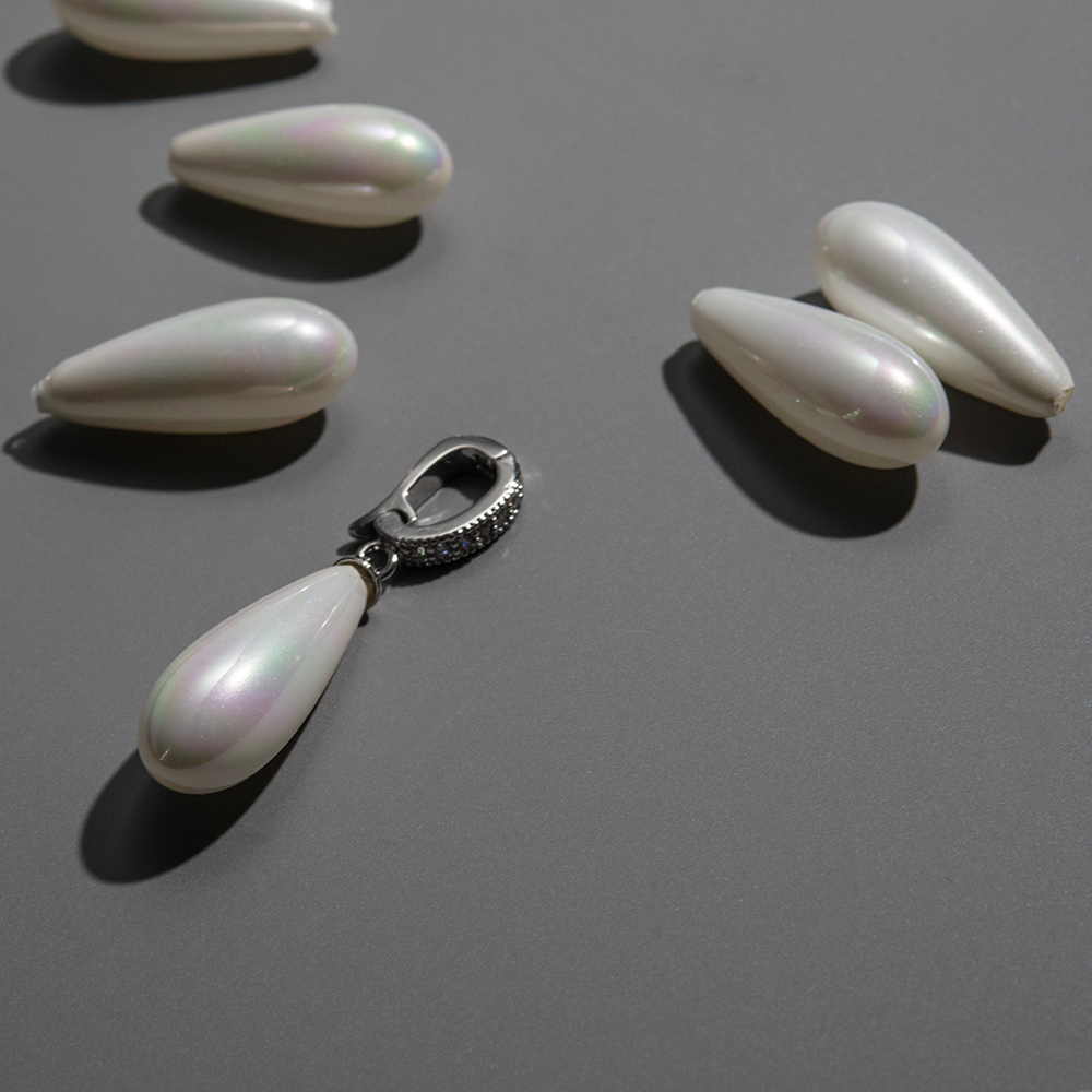 Хрустальный жемчуг, оттенок "Белый", полупросверленная капля, 19,5*8мм