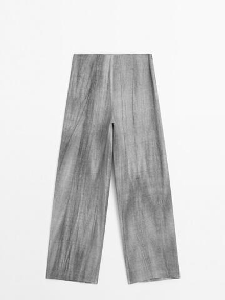 Massimo Dutti Брюки из 100% льна, свинцовый