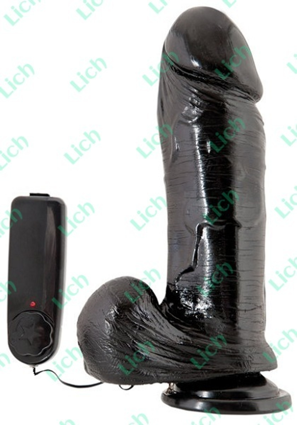 Чёрный вибратор на присоске, 22,8 см