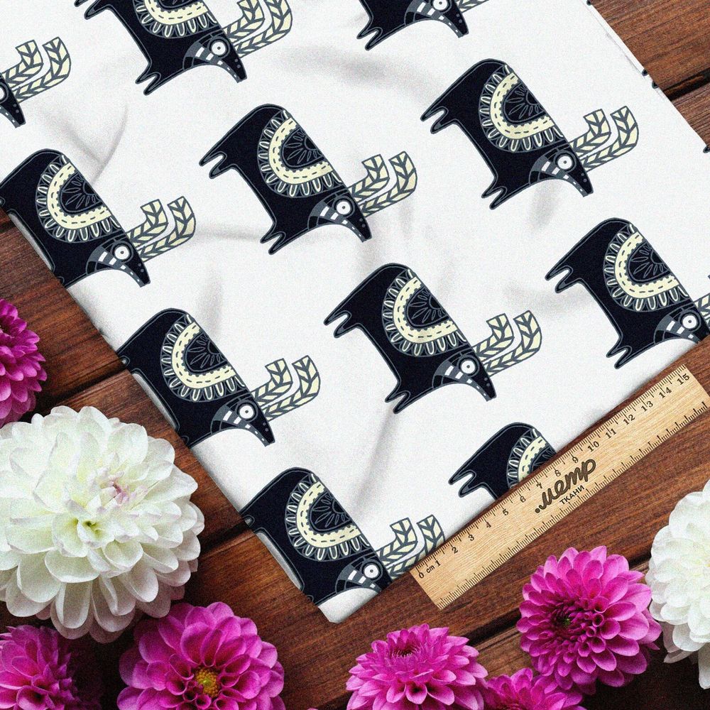 Ткань футер 2-х нитка сказочные буйволы