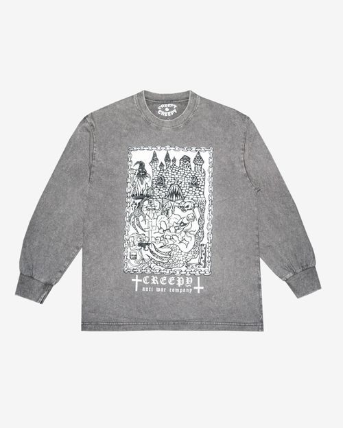 Лонгслив Creepy Clothing Ритуал garment dyed серый