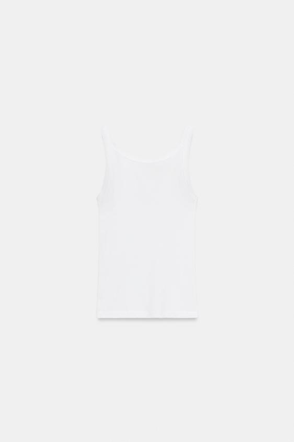 ZARA ТОП В РУБЧИК ИЗ ХЛОПКА, БЕЛЫЙ