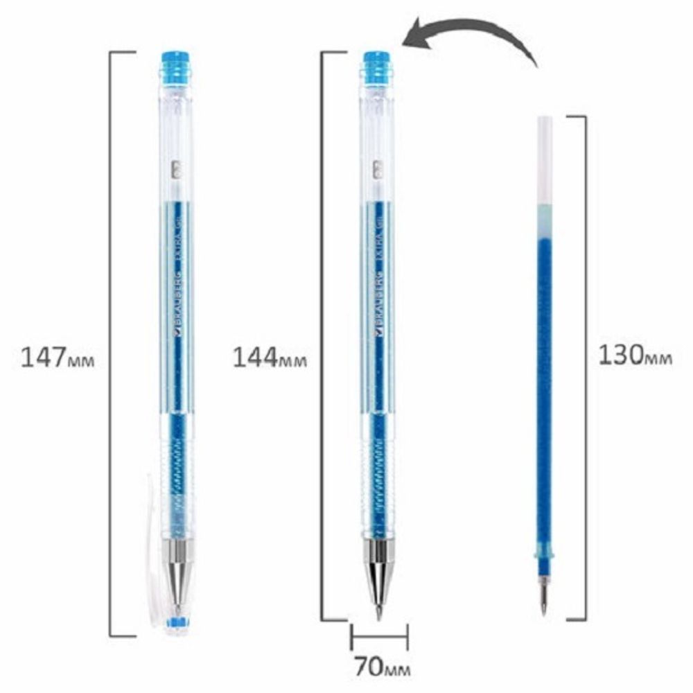 Набор гелевых ручек 6цв. Brauberg  Extra, 0,5мм, прозрачный корпус