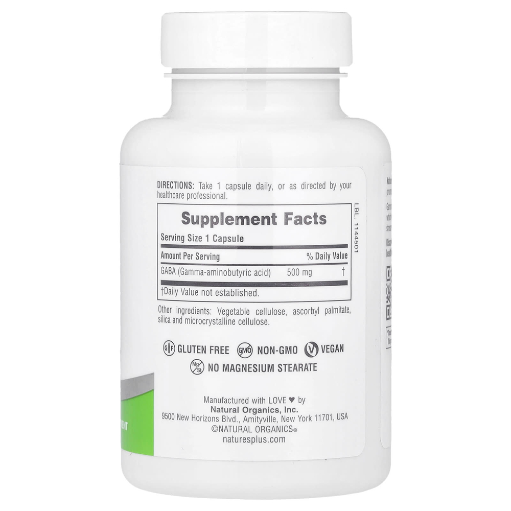 NaturesPlus, PRO GABA 500, 60 капсул (500 мг на капсулу)