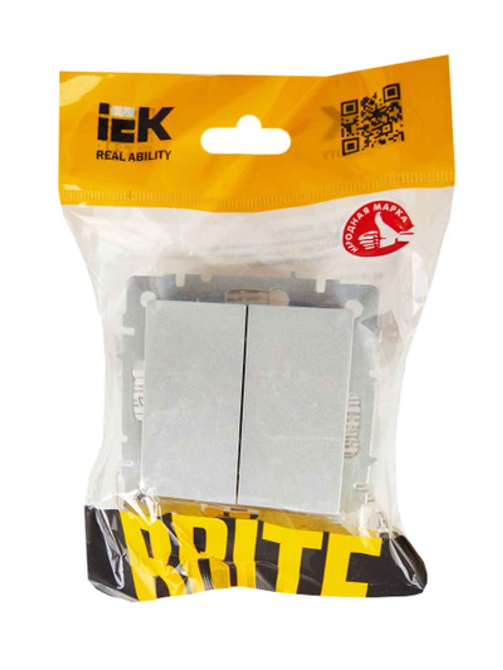 BRITE Выключатель жалюзи 10А ВС10-1-5-БрА алюминий IEK