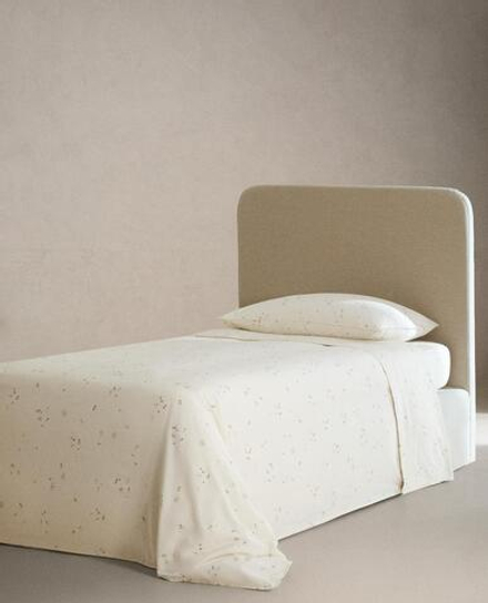 ZARA HOME ДЕТСКИЙ ПОДОДЕЯЛЬНИК С ПРИНТОМ, ЖЕЛТОВАТО-БЕЛЫЙ