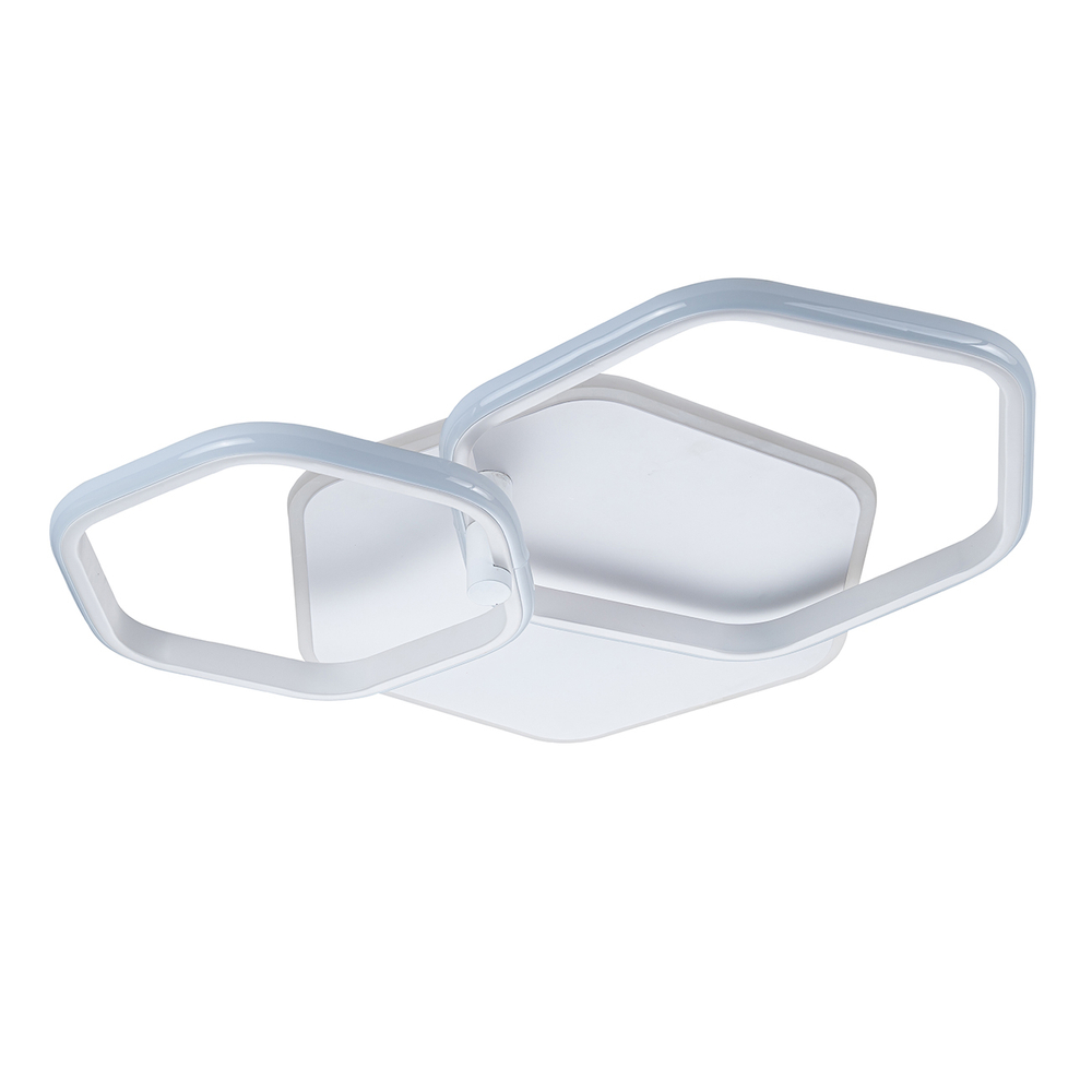 Потолочный светодиодный светильник 140Вт, 5319лм, 3000-6000K, Ra>80, плавная регулировка мощности, изменение цветовой температуры, ночник, пульт, металл/акрил, белый