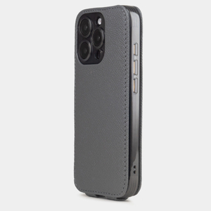 Чехол iPhone 16 Pro натуральная кожа сафьяно, серого цвета