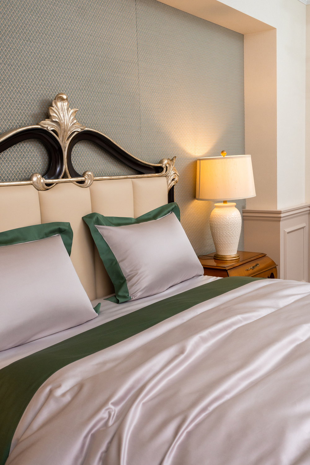 Постельное белье cемейное Сlaire Batiste Moro Diamante серый/зеленый