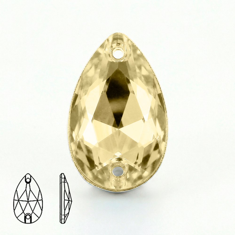Пришивные стеклянные стразы (Jonquil / Жонкиль, форма “капля” / Teardrop)