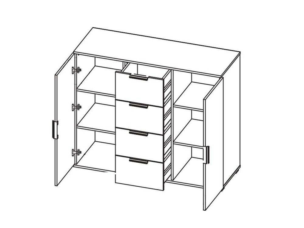 Харди комод широкий Дуб Делано Темный / Супермат Джелато