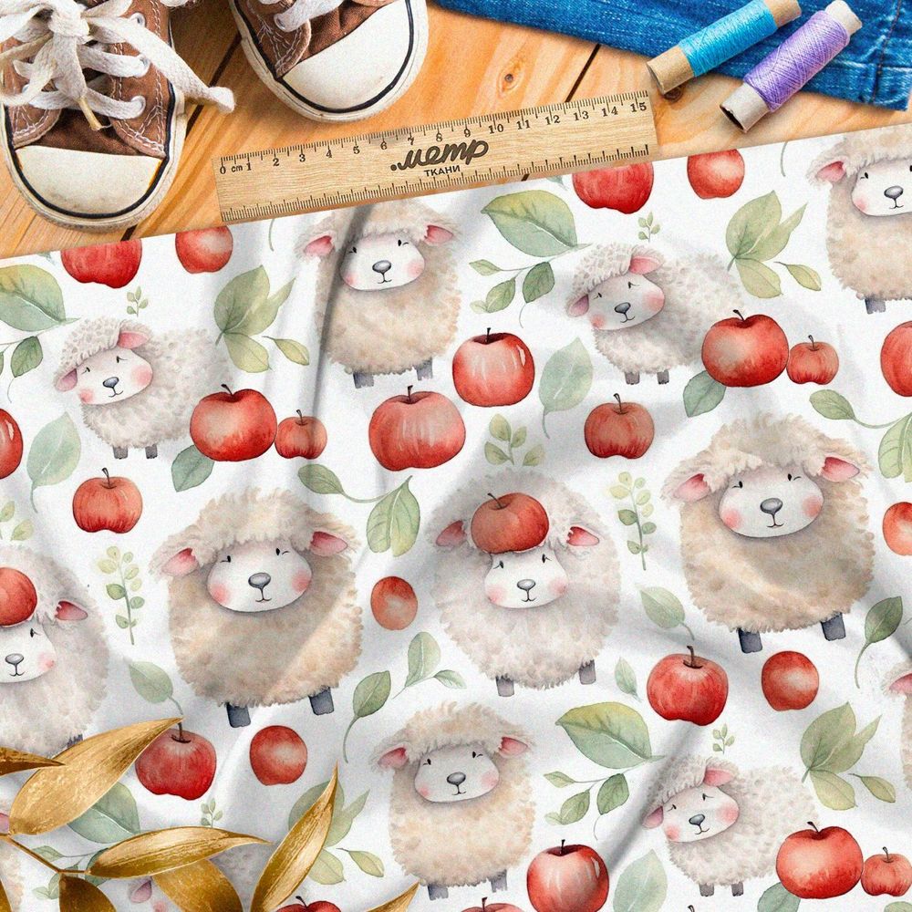 Ткань премиум Оксфорд 600D барашки в яблоках
