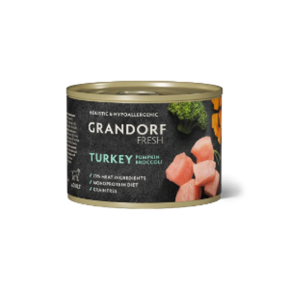 Консервы для собак GRANDORF FRESH Turkey pumpkin broccoli pate Паштет из индейки с тыквой и брокколи 6шт по 200гр