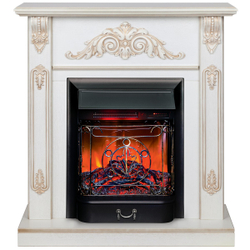 Электрокамин RealFlame Anita WT дуб белый с золотой патиной с очагом Majestic Lux Black RC