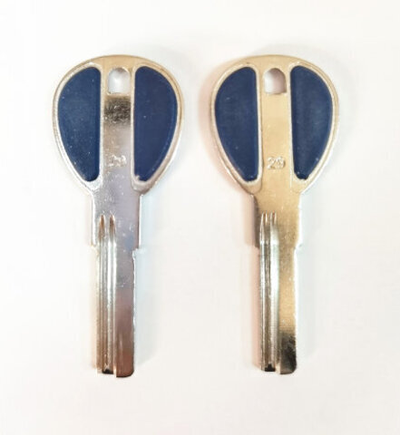 Заготовка вертикального ключа 13563 синый MCM-2D 2паз. под бронь 29mm