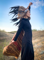 Шерстяной палантин с этно орнаментом