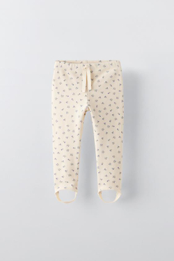 ZARA ЛЕГИНСЫ С ЦВЕТОЧНЫМ ПРИНТОМ, ПАСТЕЛЬНО-СИНИЙ