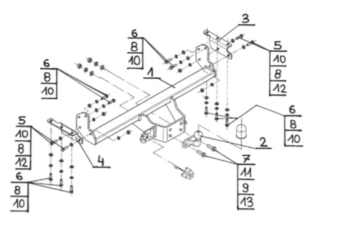 Фаркоп на Nissan Navara D23, Nissan NP300 D23 (бампер со ступенькой) 2015-, Nissan Navara D40 (бампер со ступенькой) 2005-2015 без снятия и подрезки бампера (паспорт и сертификат в комплекте)(без электрики) Steinhof.N-087