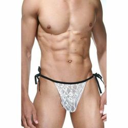 Мужские трусы танга белые кружевные La Blinque LB15275