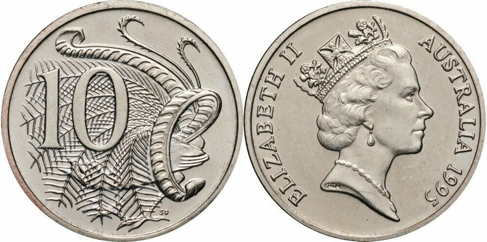 Австралия 10 центов, 1985-1998 UNC