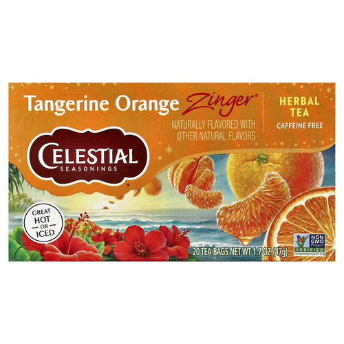 Celestial Seasonings, Травяной чай без кофеина Zinger, Мандариново-апельсиновый заряд, 20 чайных пакетиков, 1,7 унции (47 г)