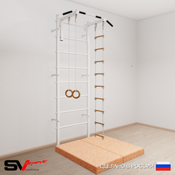 Шведская стенка Sv Sport 5174 (Турник стандарт/Кольца/Лестница/Мат 1м)