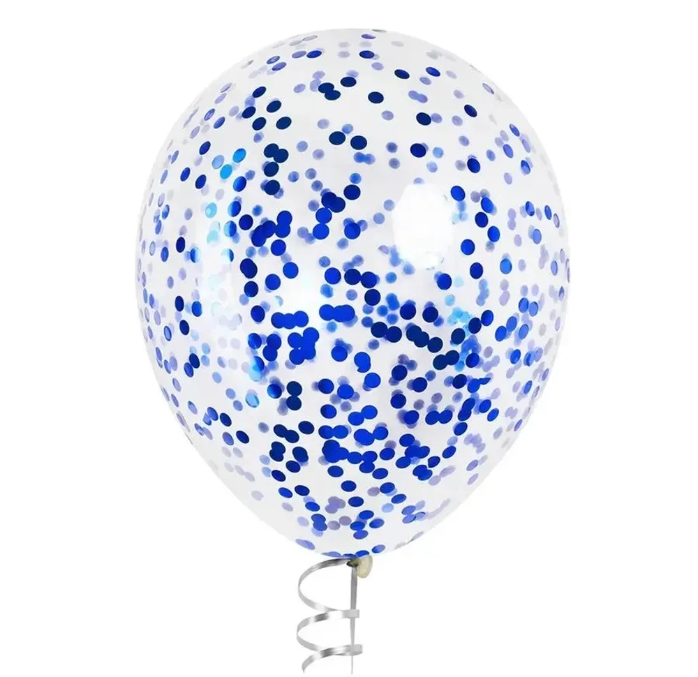 Латексный шар с мелким синим конфетти, 36 см