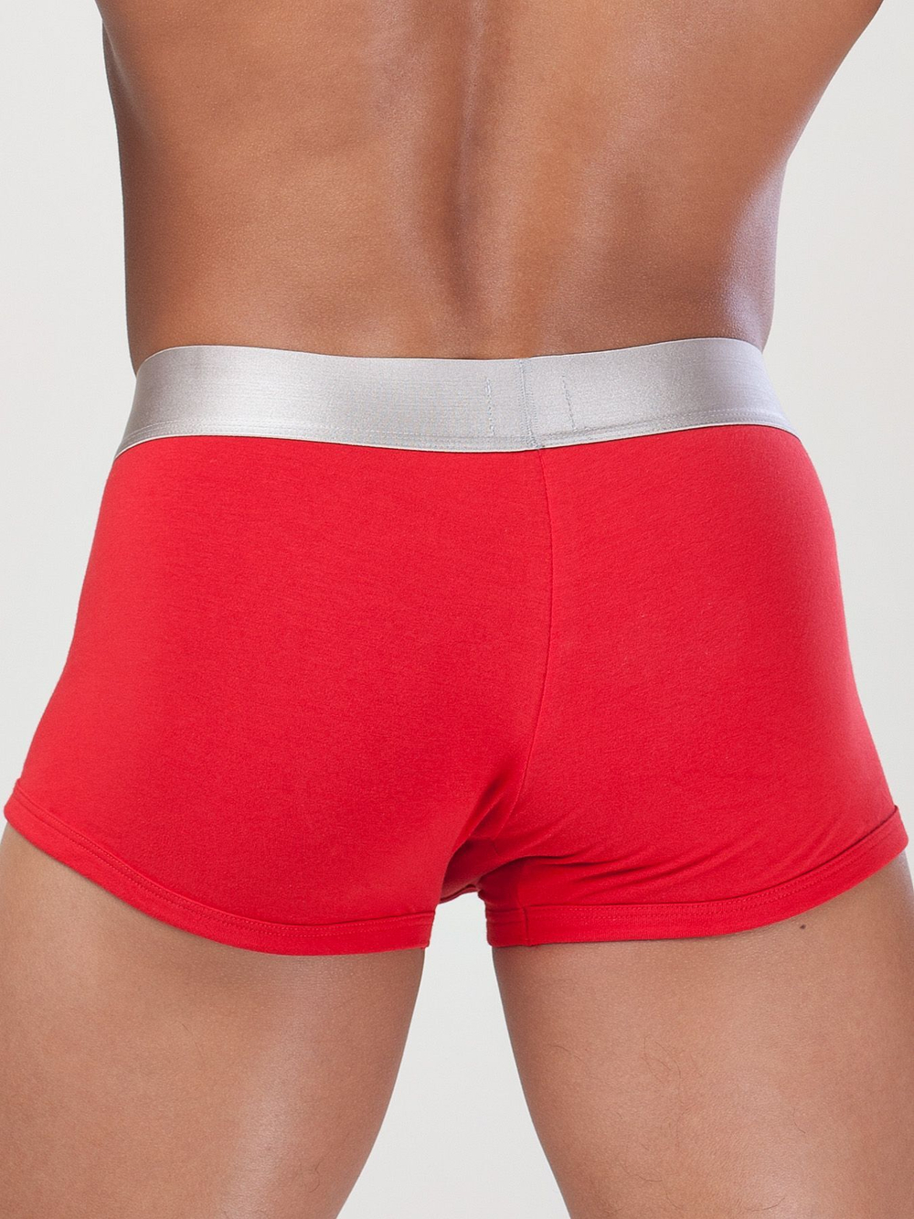 Мужские трусы-боксеры с серебристой резинкой (Размер: L) (Цвет: красный)