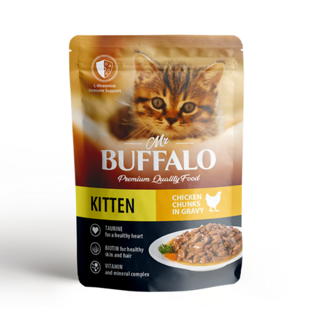 Mr.Buffalo 85г пауч Kitten Влажный корм для котят Цыпленок (соус)