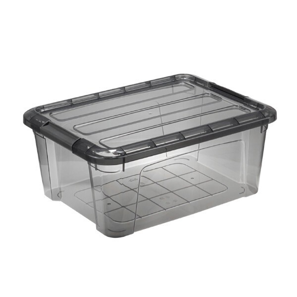 Ящик для хранения с замками КИП 11 л 375x285x160 чёрный прозрачный