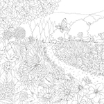 Cats and Their Cute Friends on a Flower Path. Coloring Book