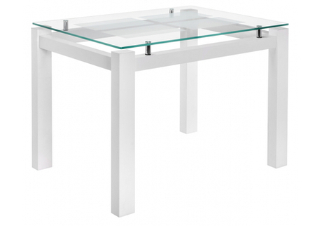 Стол стеклянный Woodville Бран белое дерево, ножки белые