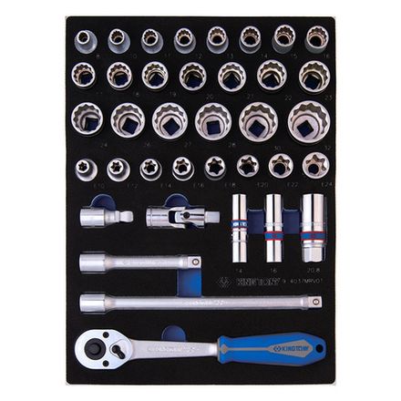 Цена на KING TONY (9-4037MRV01) Набор торцевых головок 1/2 с принадлежностями, двенадцатигранные, ложемент, 37 предметов