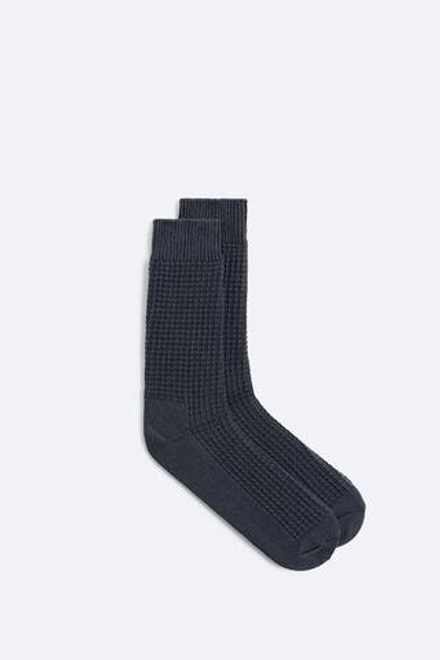 ZARA НОСКИ ИЗ РЕЛЬЕФНОЙ ТКАНИ, СЕРО-СИНИЙ