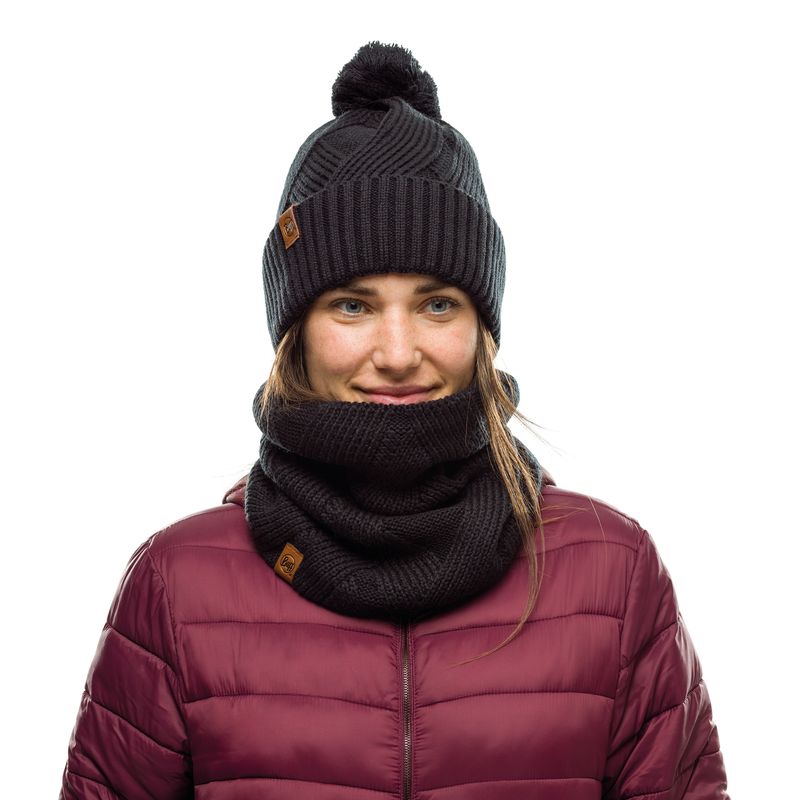 Шапка вязаная с флисом Buff Hat Knitted Polar Raisa Black Фото 2