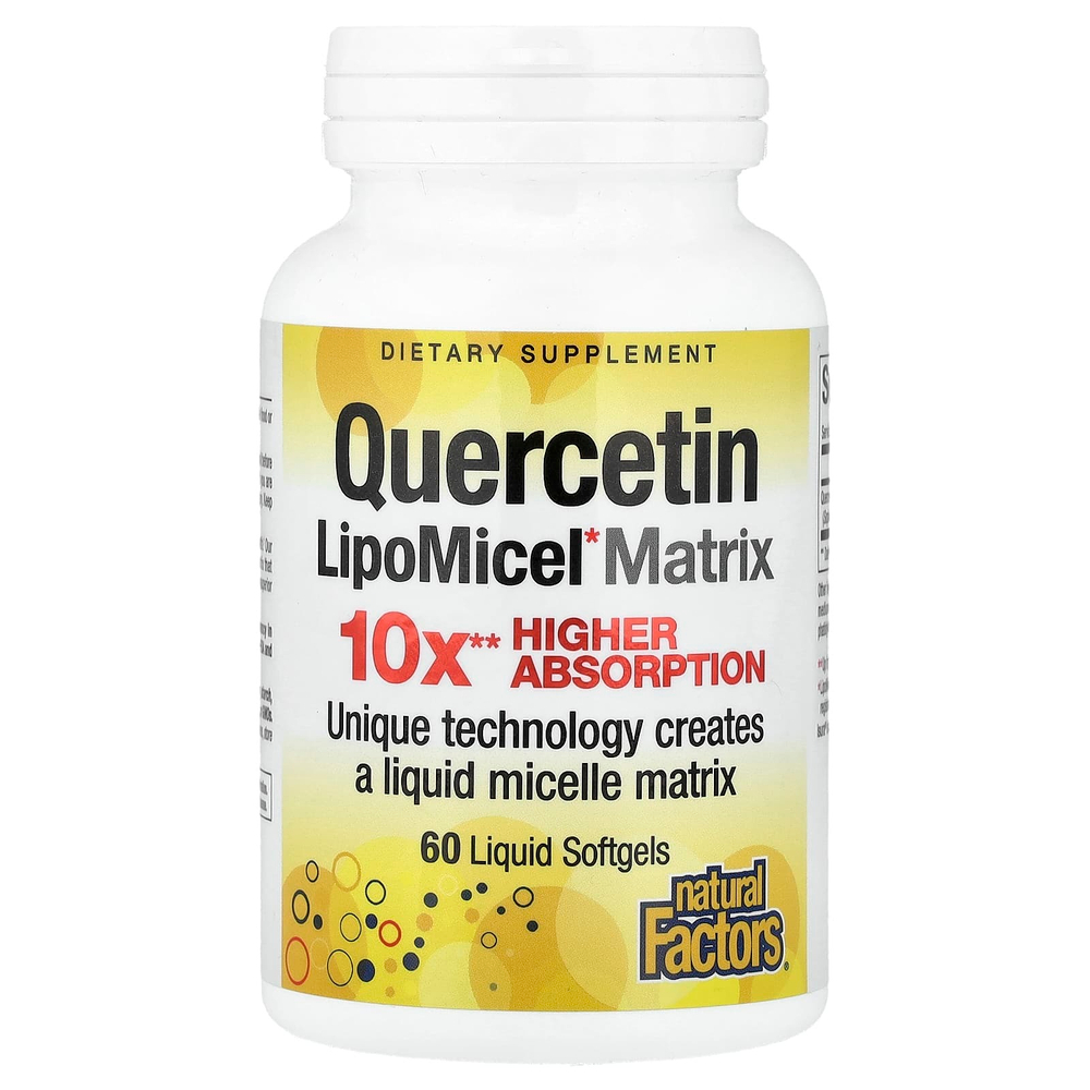 Natural Factors, LipoMicel, кверцетин, 250 мг, 60 капсул с жидкостью